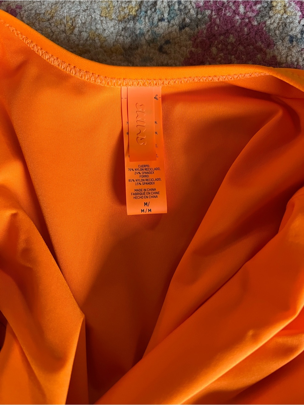 SKIMS Neon Orange Scoop Neck High Waist One Piece - Picture 4 of 4